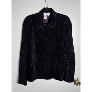 Great Cavalier XL Women's Purple Chenille Textured Button Front Jacket Vintage